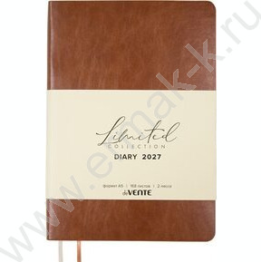 Ежедневник 2027г A5 168л "Orto" светло-корич. с светло-корич. срезом /мяг.обл. иск.кожа /2 ляссе NEW