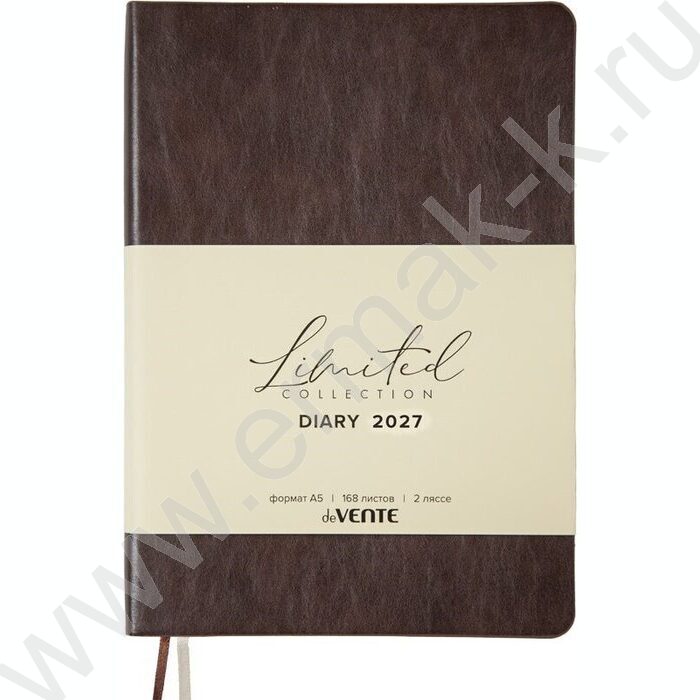 Ежедневник 2027г A5 168л "Orto" темно-корич. с темно-корич. срезом /мяг.обл. иск.кожа /2 ляссе NEW | Фото 1
