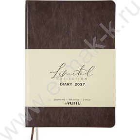 Ежедневник 2027г A5 168л "Orto" темно-корич. с темно-корич. срезом /мяг.обл. иск.кожа /2 ляссе NEW