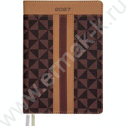 Ежедневник 2027г В6 168л "Expert" коричневый с бежевым /интеграл.комбинир.обл. иск.кожа NEW | Фото 1