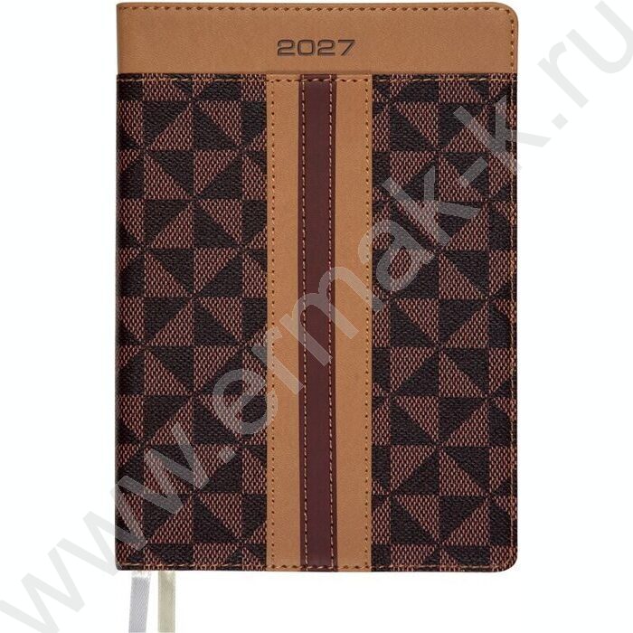 Ежедневник 2027г В6 168л "Expert" коричневый с бежевым /интеграл.комбинир.обл. иск.кожа NEW | Фото 1