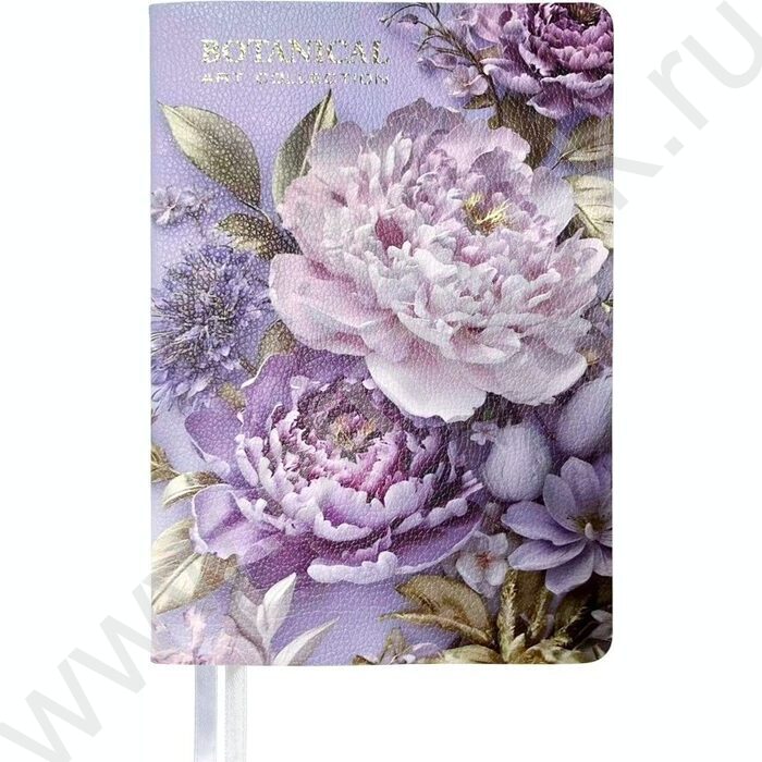 Ежедневник н/дат А5 160л "Greta", пион /мяг.обл. иск.кожа /с цветным срезом /2 ляссе NEW | Фото 1