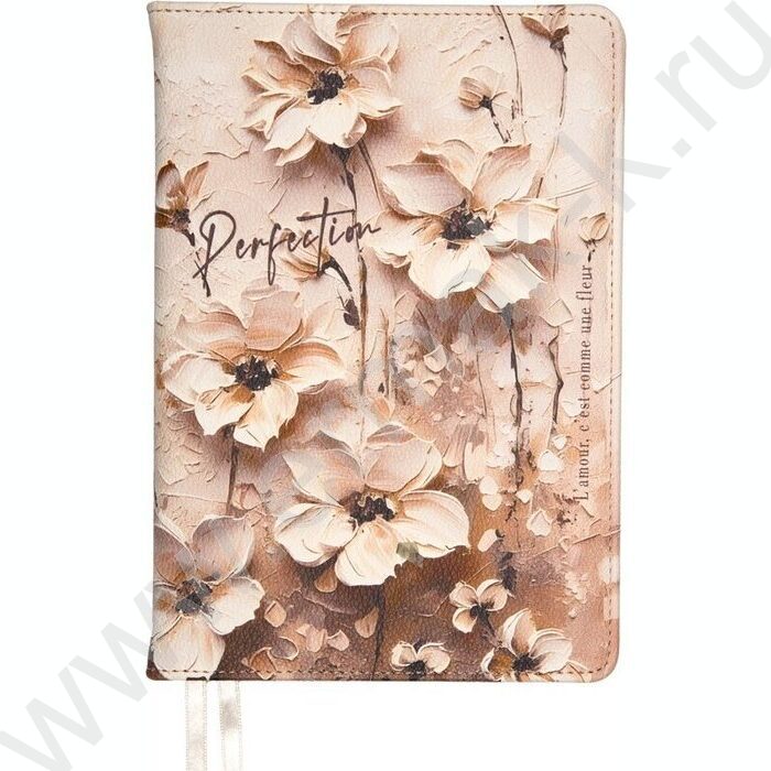 Ежедневник н/дат A5 160л "Perfection" анемон /тв.обл. иск.кожа с порол. /с цвет. срезом /2 ляссе NEW | Фото 1