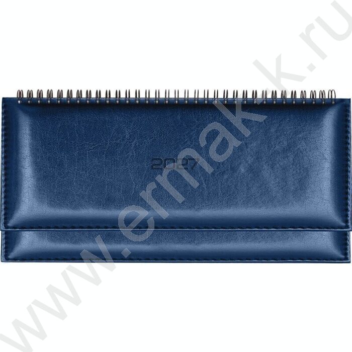 Ежедневник-планинг 2027г "Visa" темно-темно-синий /тв.обл. иск.кожа с поролоном /евроспираль NEW | Фото 1