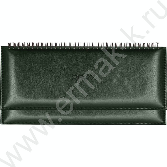 Ежедневник-планинг 2027г "Visa" темно-темно-зеленый /тв.обл. иск.кожа с поролоном /евроспираль NEW | Фото 1