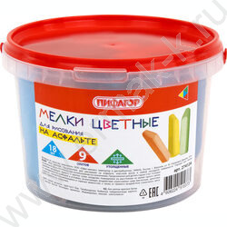 Мел цветной 18цв д/асфальта ведро, утолщенный NEW | Фото 1