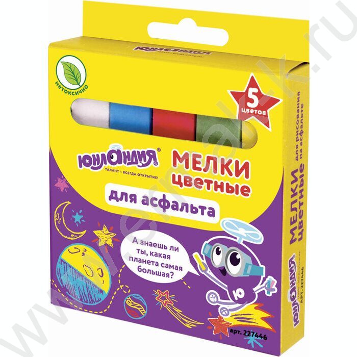 Мел цветной  5цв д/асфальта, квадратный "ЮНЛАНДИК И КОСМОС" NEW | Фото 2