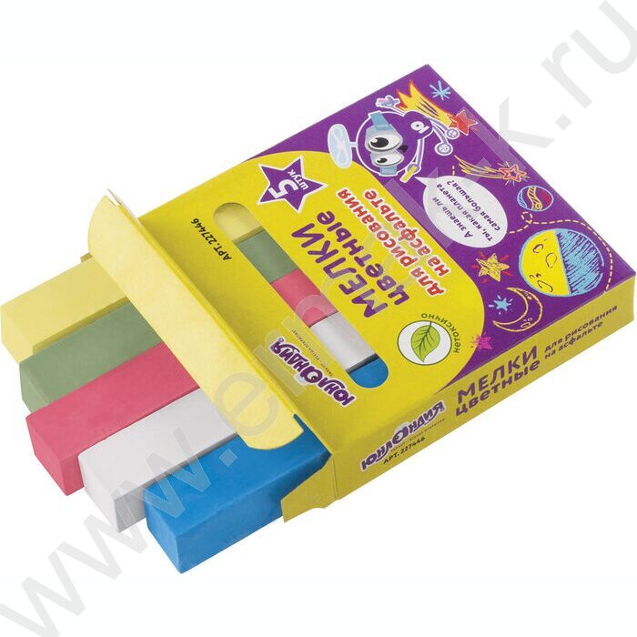 Мел цветной  5цв д/асфальта, квадратный "ЮНЛАНДИК И КОСМОС" NEW | Фото 3