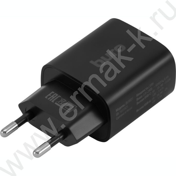 Сетевое зар./устр. BUWD1 20W 3A (PD+QC) USB-C/USB-A универсальное /черный NEW | Фото 2