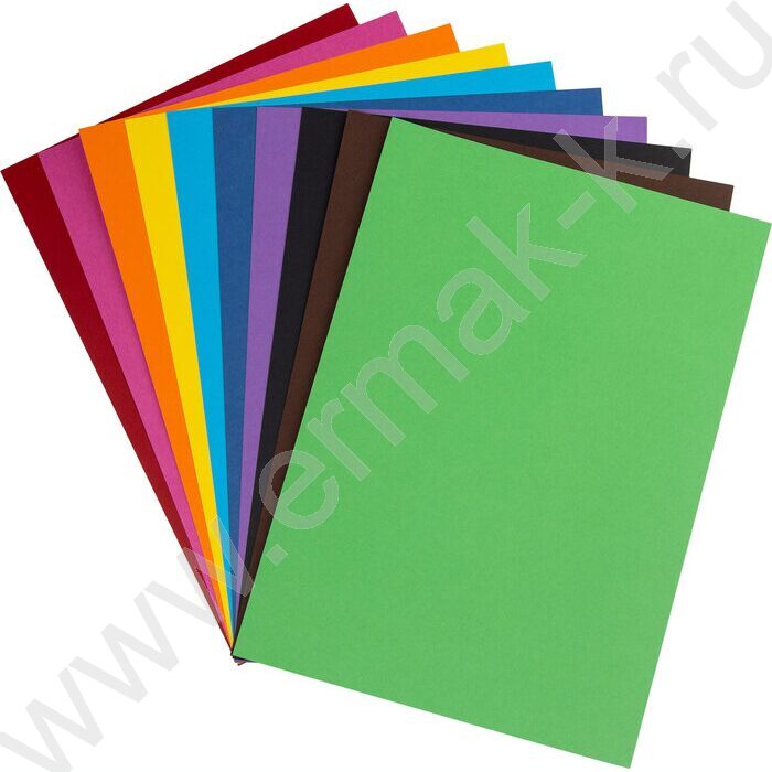 Картон цв. А4 30л/10цв Крашенный в массе двусторонний 180 г/кв.м NEW | Фото 3