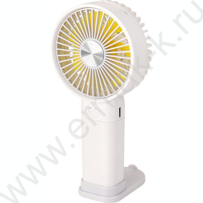 Вентилятор ручной с подставкой и зарядкой (USB) 3 уровня регул.7*8.5см белый NEW | Фото 1