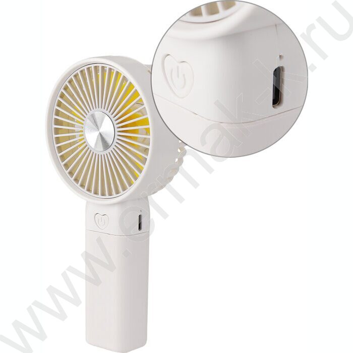 Вентилятор ручной с подставкой и зарядкой (USB) 3 уровня регул.7*8.5см белый NEW | Фото 3