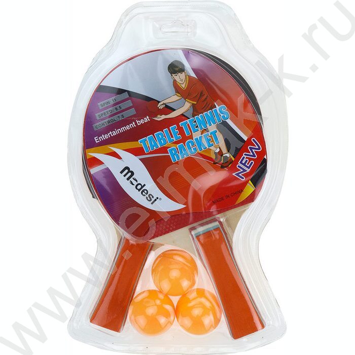 Набор для игры в настольный теннис 2 ракетки 3 шарика толщина 8мм блистер NEW | Фото 2