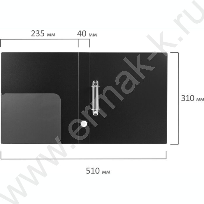 Папка 2 кольца 40мм "Стандарт" черная до 300л 0,9мм NEW | Фото 7
