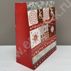 Пакет подарочный 32*26*12см. "Новогодние узоры" /ассорти NEW | Фото 2