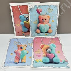 Пакет подарочный детский 26*32*10см. "Мишка с сердцем" /ассорти NEW | Фото 2