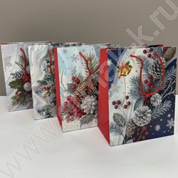 Пакет подарочный 18*23*10см. "Новый год. Шишки" /ассорти NEW | Фото 1
