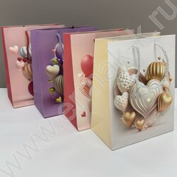 Пакет подарочный 18*23*10см. "Сердечки" /ассорти NEW | Фото 3