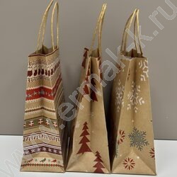 Пакет подарочный крафт 21*15*8см. "Новый год" /ассорти NEW | Фото 2