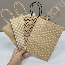 Пакет подарочный крафт 21*15*8см. "Узоры" /ассорти NEW | Фото 3