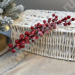 Новогодний сувенир "Ветка с заснеженными красными ягодами" 70см. NEW | Фото 3