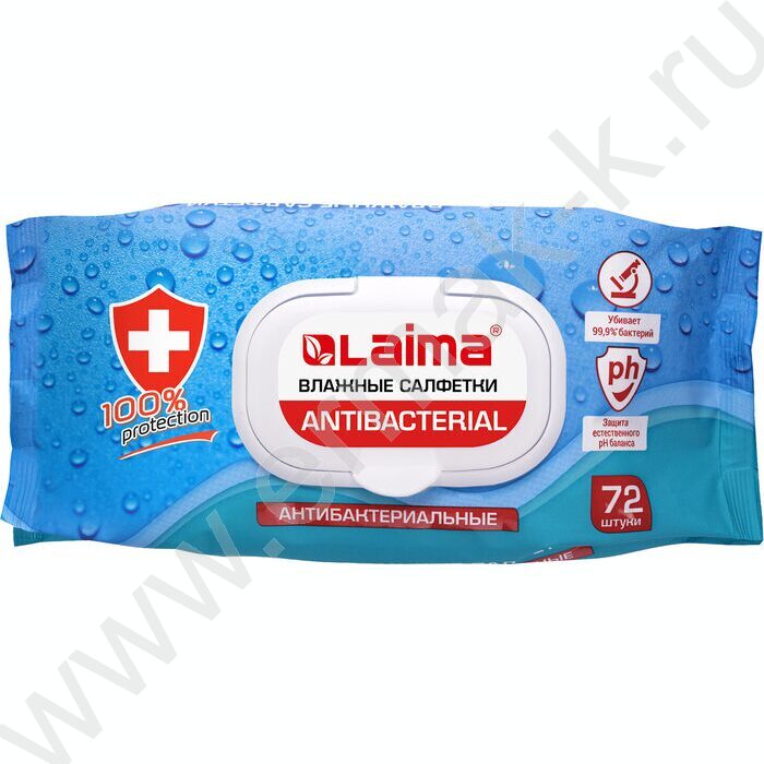 Салфетки влажные  72шт "Antibacterial" /антибактериальные /с пластиковым клапаном NEW | Фото 1