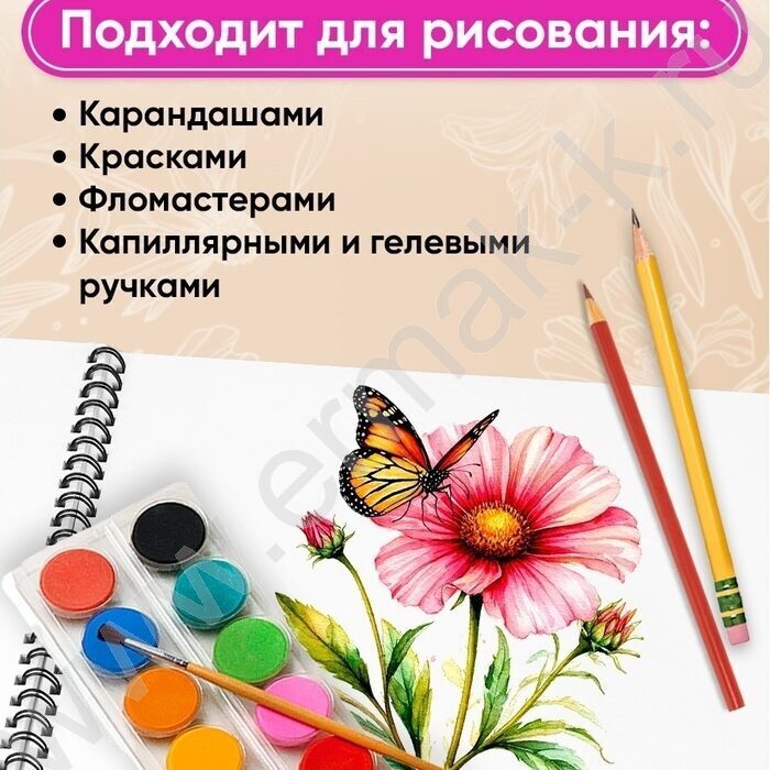 Альбом д/рисования-спираль 40л "Нежные цветы-23" ассорти NEW | Фото 5