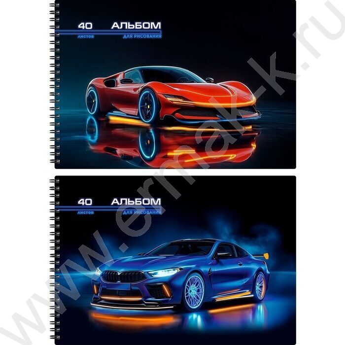 Альбом д/рисования-спираль 40л "Скоростные автомобили-2" ассорти NEW | Фото 1