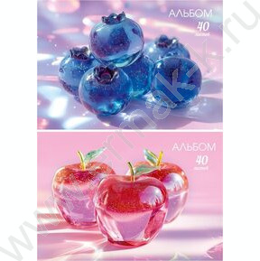 Альбом д/рисования-спираль 40л "Стеклянные плоды" ассорти NEW