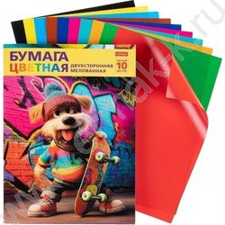 Бумага цв. двухсторонняя мелов.А4 10л/10цв Скейт-дог NEW | Фото 2