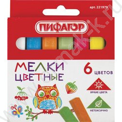 Мел цветной  6шт, квадратный /европодвес NEW | Фото 1