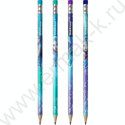 Карандаш пластиковый  с ластиком  HB Aquamarine /круглый /тубус NEW | Фото 1