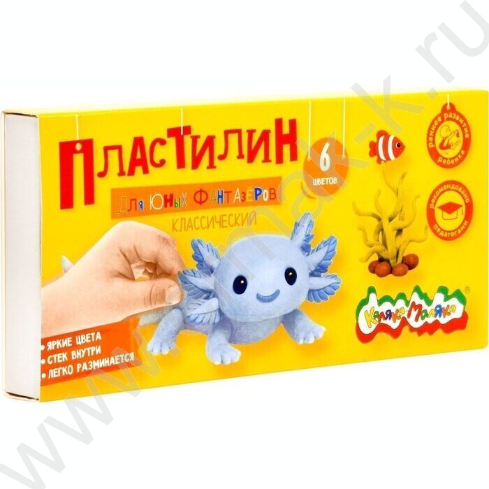 Пластилин   6цв  90г Каляка-Маляка Для юных фантазёров+стек NEW | Фото 1