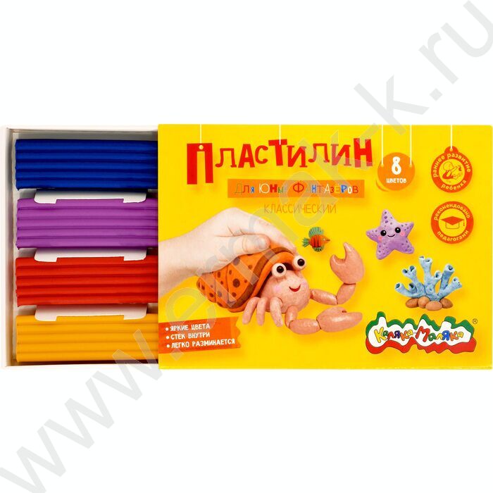 Пластилин   8цв 120г Каляка-Маляка Для юных фантазёров+стек NEW | Фото 2
