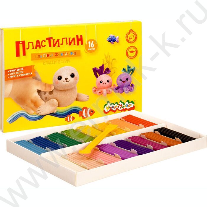 Пластилин  16цв 240г Каляка-Маляка Для юных фантазёров+стек NEW | Фото 3
