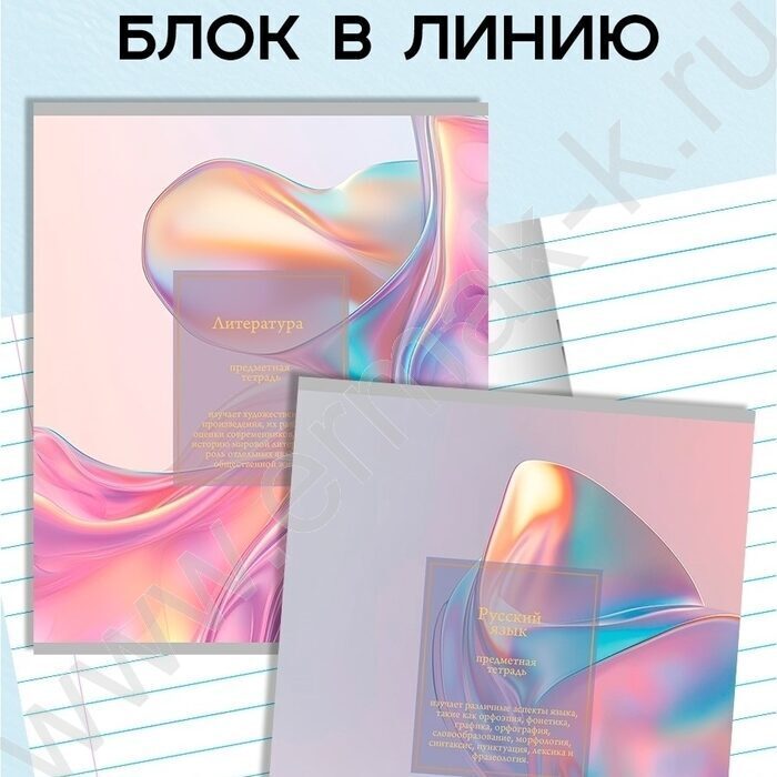 Тетрадь предметная 48л Набор 12шт "Light fluid" /мат.лам,тисн.фольгой/ NEW | Фото 5