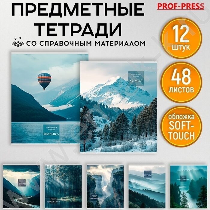 Тетрадь предметная 48л Набор 12шт "Gold nature" /софт-тач/ NEW | Фото 9