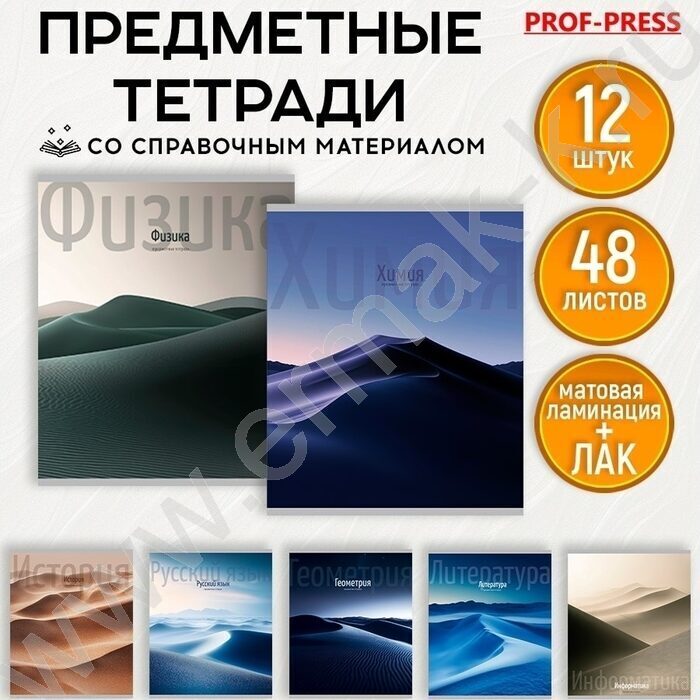 Тетрадь предметная 48л Набор 12шт "Дюна" /мат.лам, выб.лак/ NEW | Фото 9