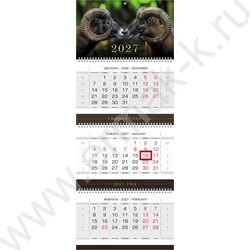 Календарь квартальный на 3-х гребнях/3месяца/ 2027г "Знак Года". с магнитным бегунком NEW | Фото 2