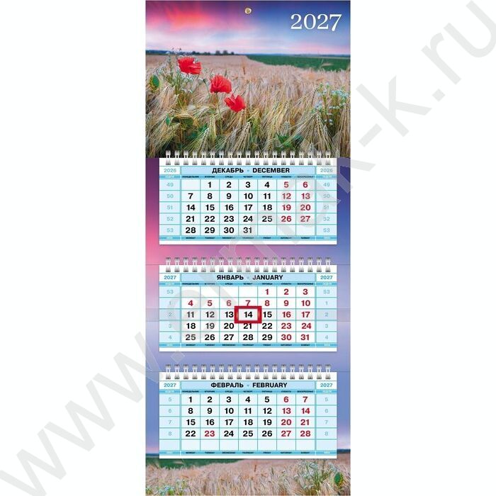 Календарь квартальный на 3-х гребнях/3месяца/ 2027г мини "Летние просторы" NEW | Фото 2