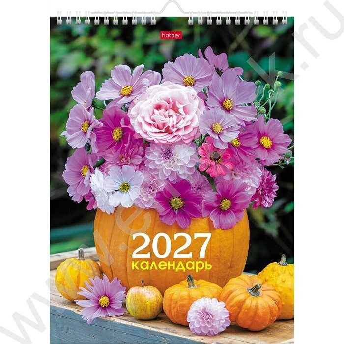 Календарь настенный перекидной 22х30см спираль/ригель 2027г "Цветочное настроение" NEW | Фото 1