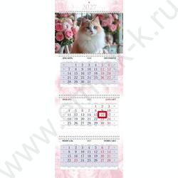 Календарь квартальный на 4-х гребнях/3месяца/ 2027г "Шикарные коты" блок 5 постеров NEW | Фото 2