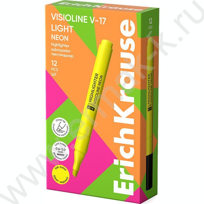 Текстовыделитель /желтый/ 3мм косой Visioline V-17 light Neon NEW | Фото 3