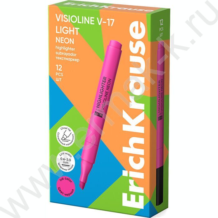 Текстовыделитель /розовый/ 3мм косой Visioline V-17 light Neon NEW | Фото 3
