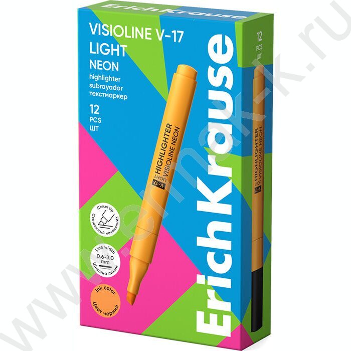 Текстовыделитель /оранжевый/ 3мм косой Visioline V-17 light Neon NEW | Фото 3