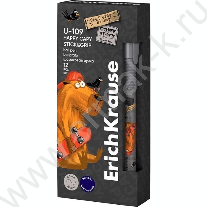Ручка шар Ultra Glide Technolody U-109 Happy Capy Stick&Grip 1,0мм синяя /резиновый грип NEW | Фото 2