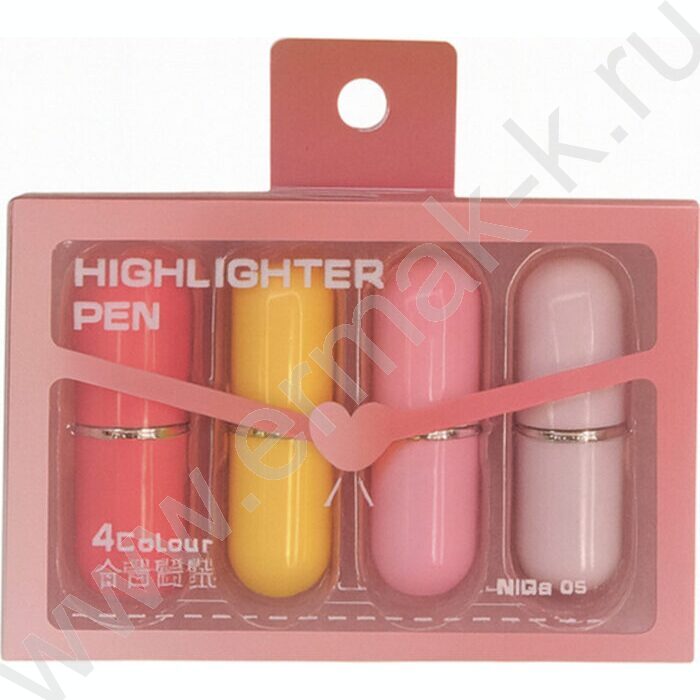 Текстовыделитель /набор  4цв/ 1-5мм косой Lipstick ассорти 2 вида NEW | Фото 1