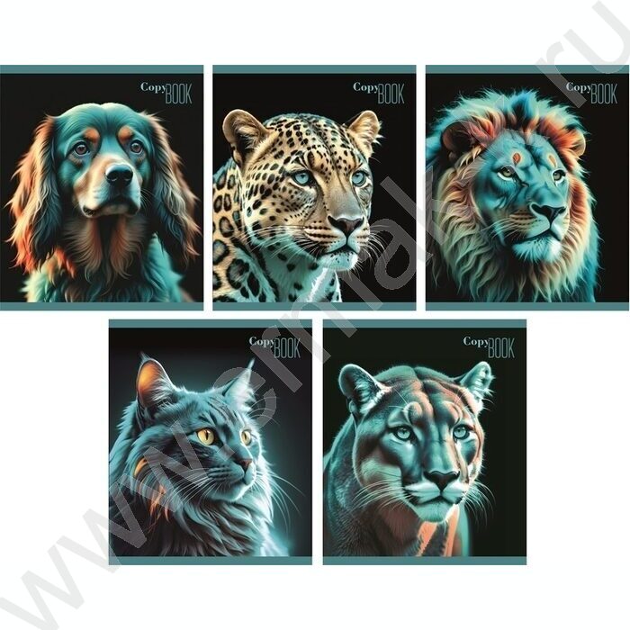 Тетрадь  48л клетка "Neon Animals/Неоновые Животные" /мел.карт. /ассорти NEW | Фото 1