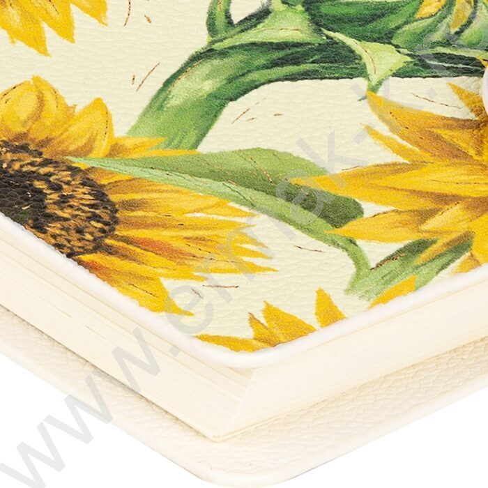 Ежедневник н/дат А6 136л Flora.Подсолнухи /иск.кожа/фиксирующий хлястик:на кнопке NEW | Фото 5