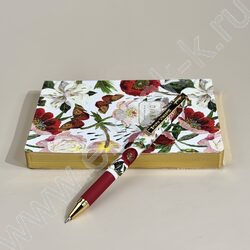 Еженедельник н/дат А6+ и ручка MimiWrite с покрытием Soft Touch /FLORA.Пионы NEW | Фото 6